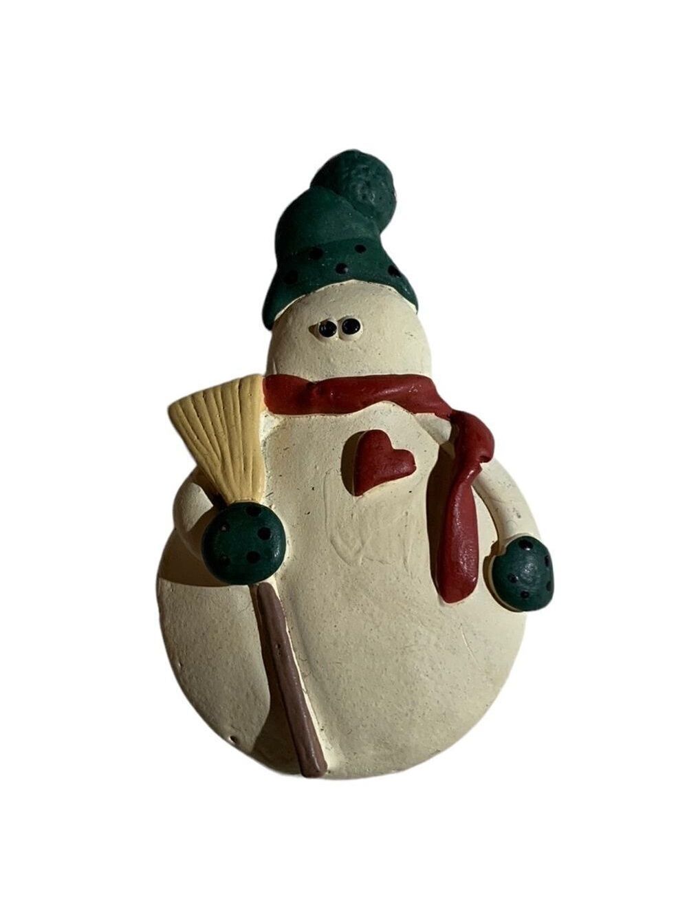 Clay Snowman with Sparkles Holiday Pin Brooch
